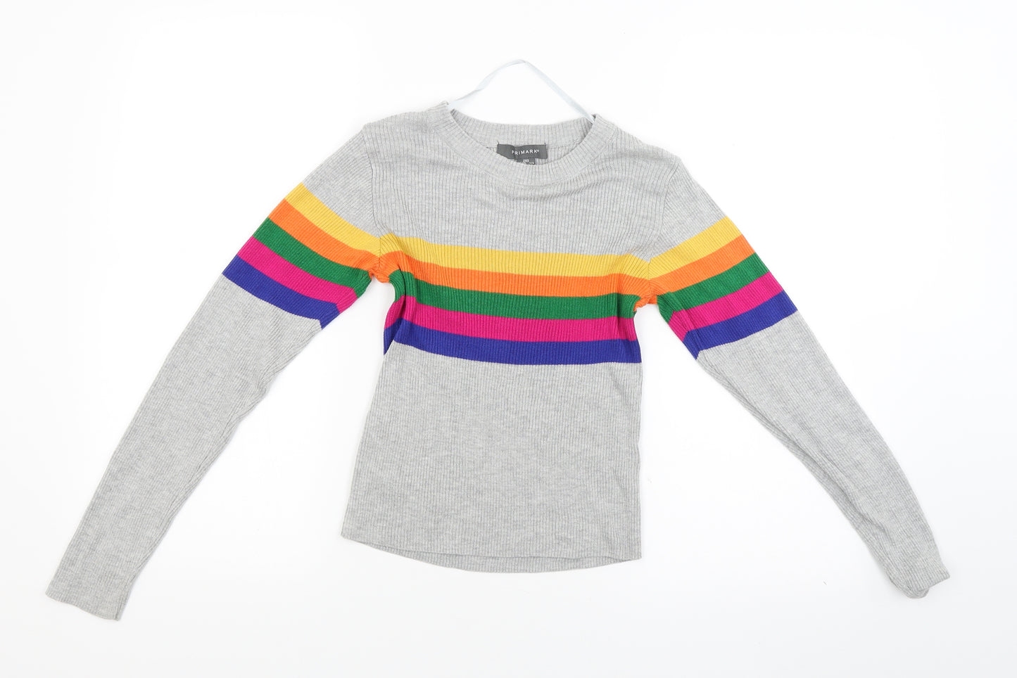 Primark Womens Grey Striped  Pullover Jumper Size 4