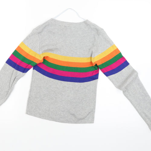 Primark Womens Grey Striped  Pullover Jumper Size 4