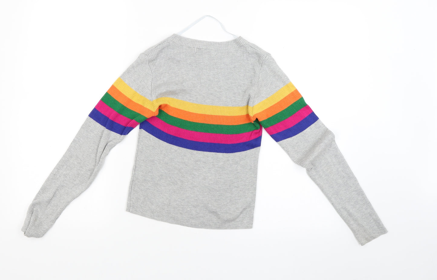 Primark Womens Grey Striped  Pullover Jumper Size 4