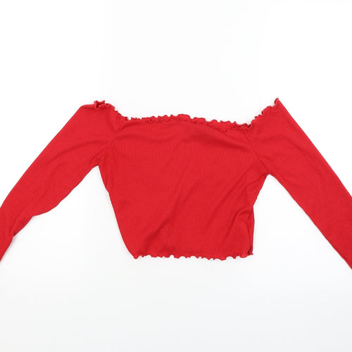 PRETTYLITTLETHING Womens Red   Cropped Blouse Size 8