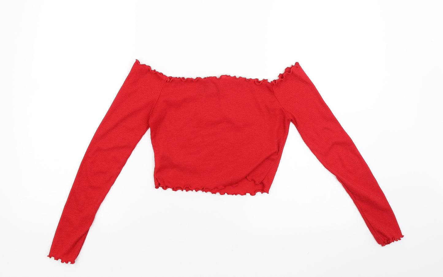 PRETTYLITTLETHING Womens Red   Cropped Blouse Size 8