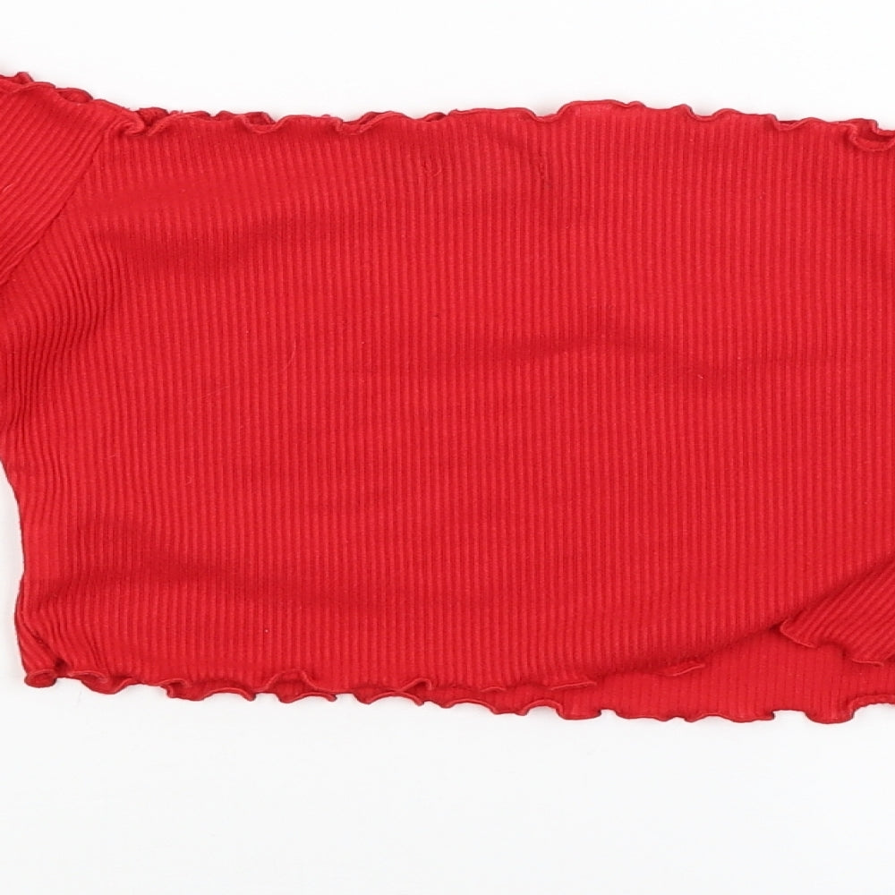PRETTYLITTLETHING Womens Red   Cropped Blouse Size 8