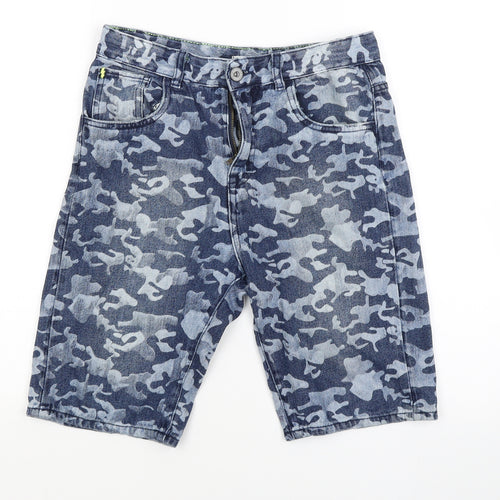 Preworn Girls Blue Camouflage  Biker Shorts Size 13 Years