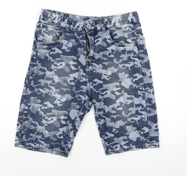 Preworn Girls Blue Camouflage  Biker Shorts Size 13 Years