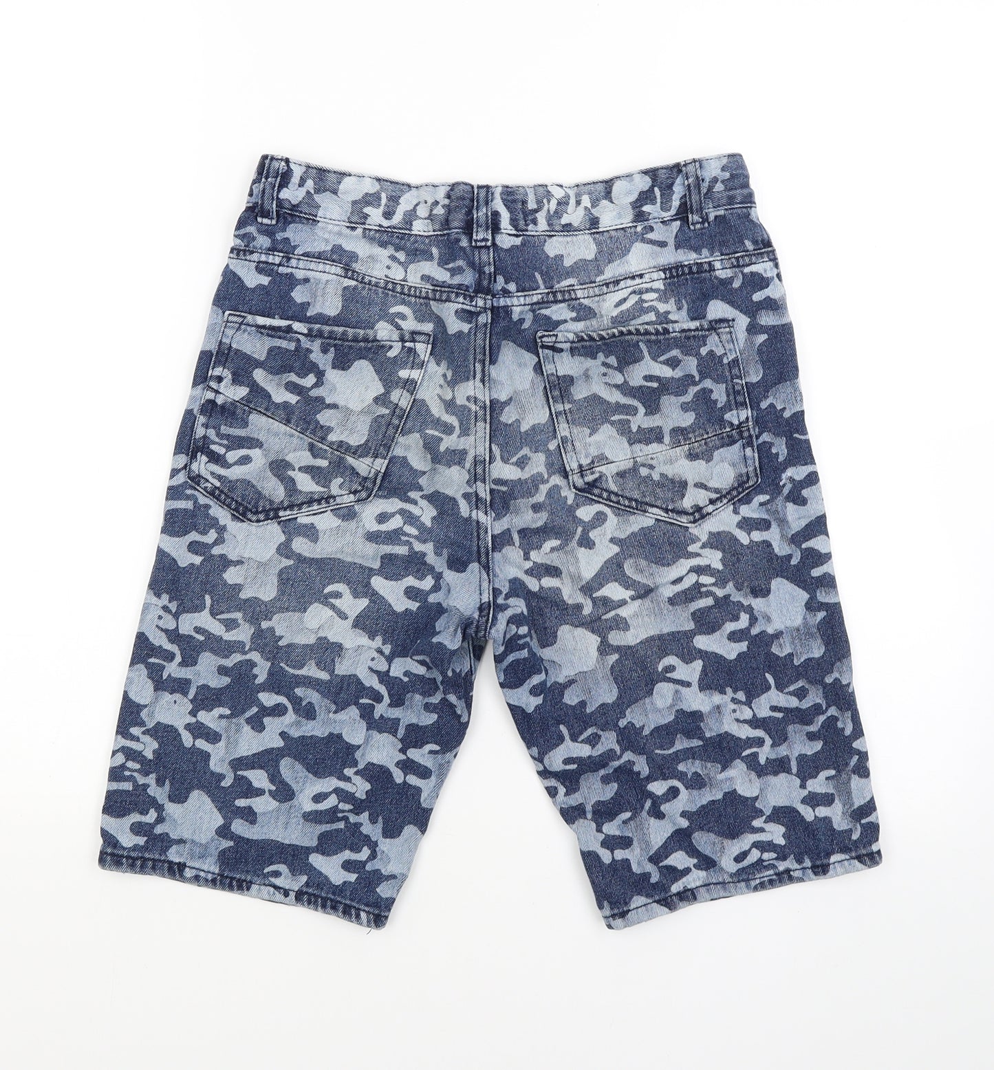 Preworn Girls Blue Camouflage  Biker Shorts Size 13 Years