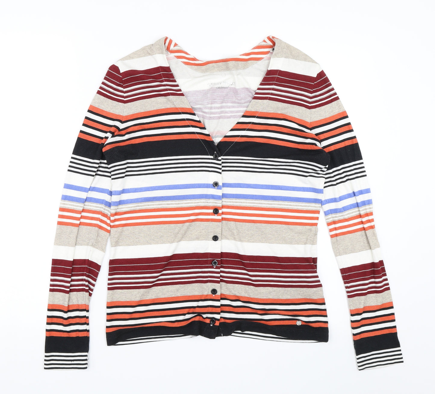 Gerry Weber Womens Orange Striped  Cardigan Jumper Size 10