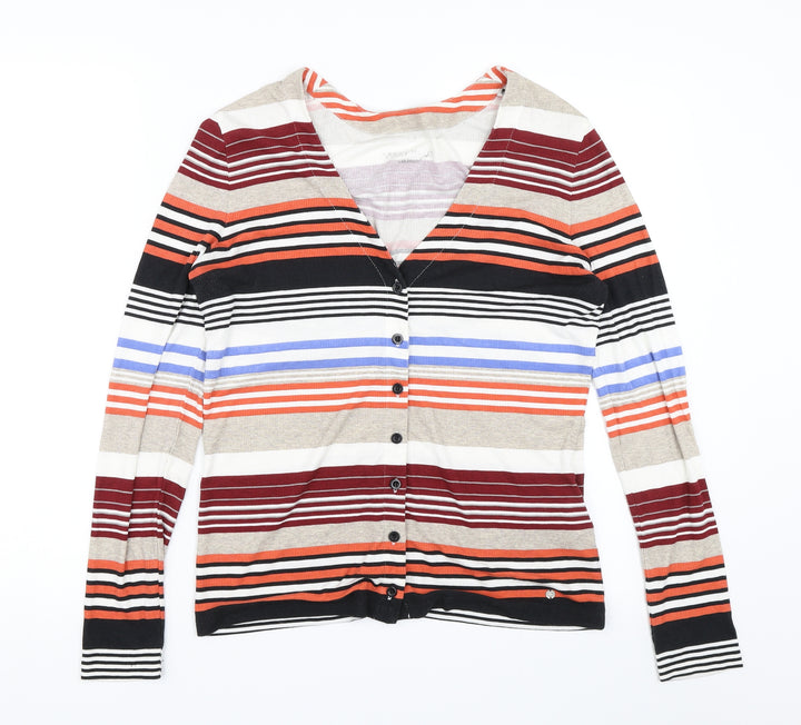Gerry Weber Womens Orange Striped Cardigan Jumper Size 10