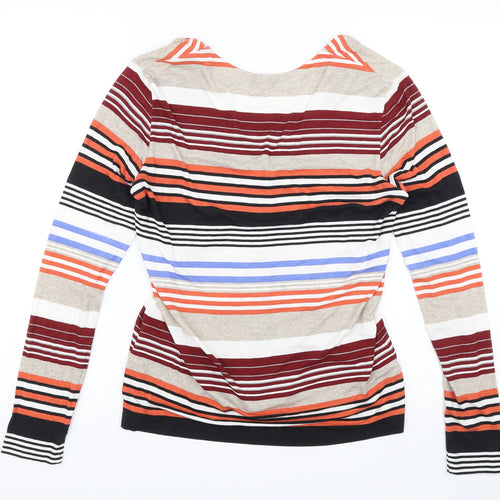 Gerry Weber Womens Orange Striped  Cardigan Jumper Size 10