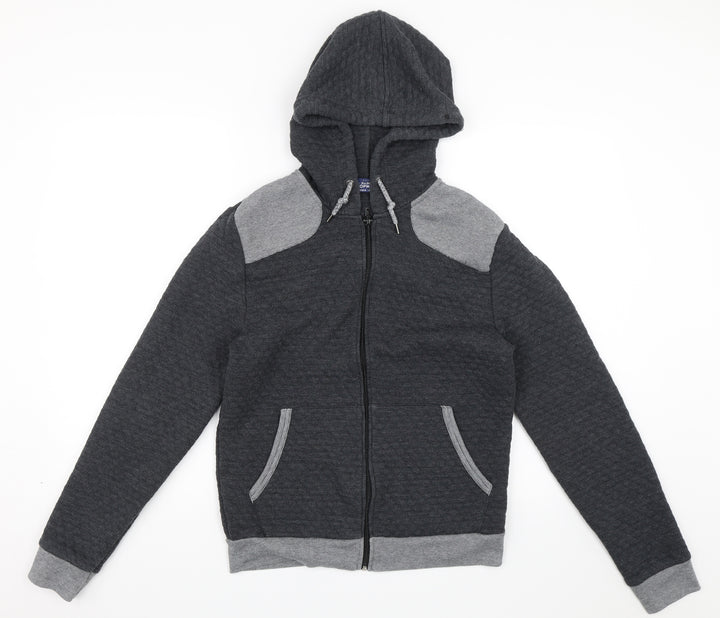 Topman Mens Grey Full Zip Hoodie Size S
