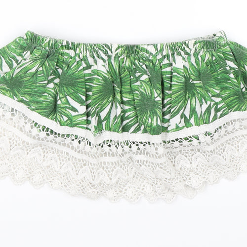 Primark Womens Green Floral  Cropped Blouse Size 10