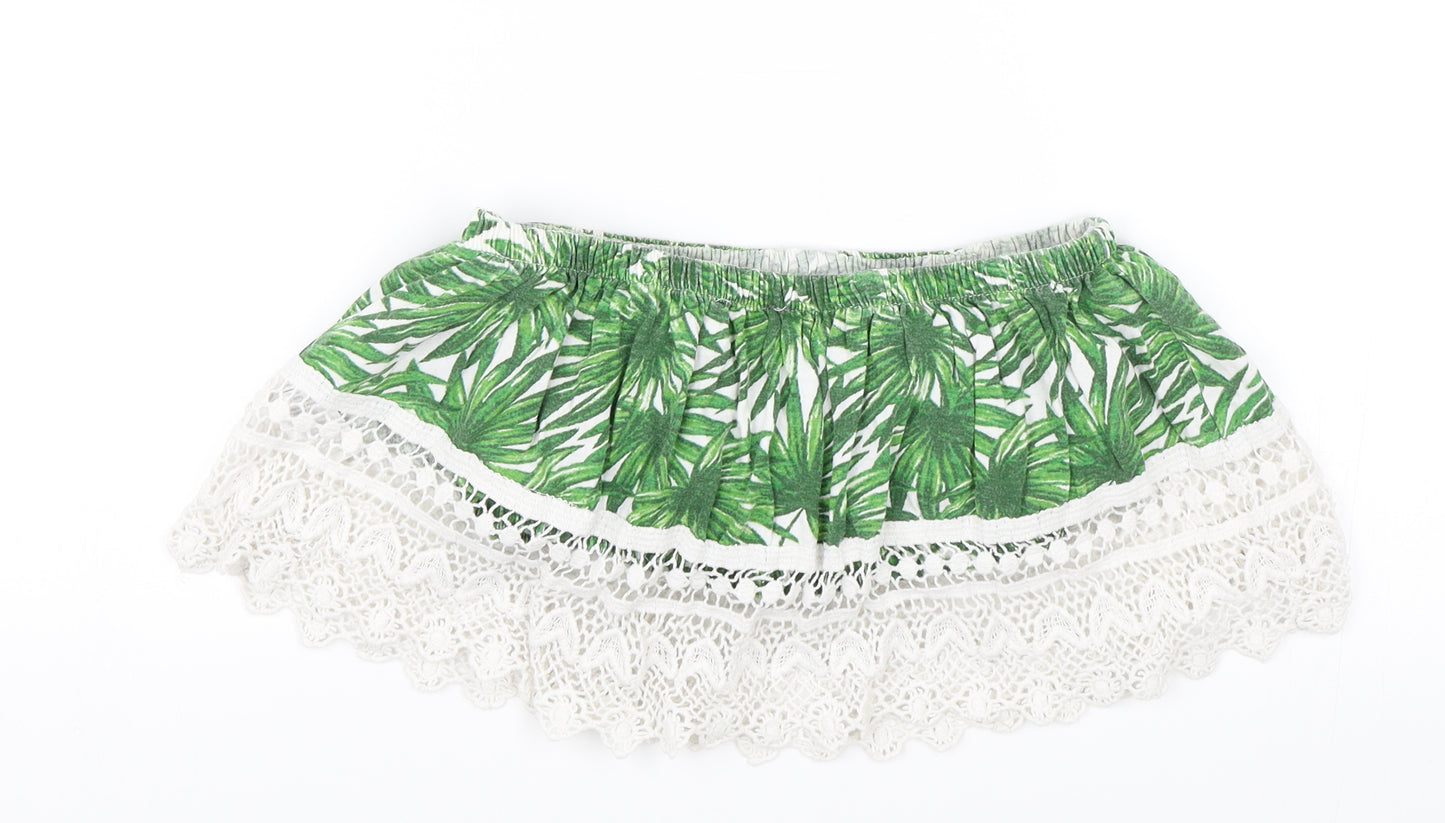Primark Womens Green Floral  Cropped Blouse Size 10