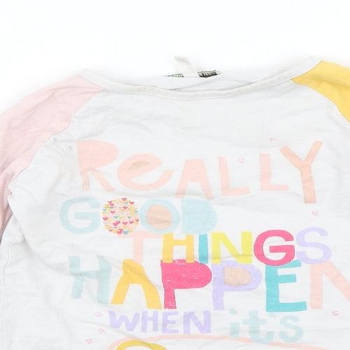 Mini B Girls White   Jersey T-Shirt Size 4-5 Years  - Really good things happen when its sunny
