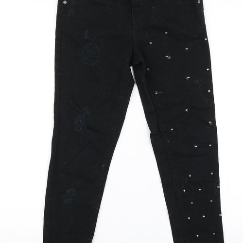 Denim & Co. Girls Black  Denim Straight Jeans Size 10-11 Years