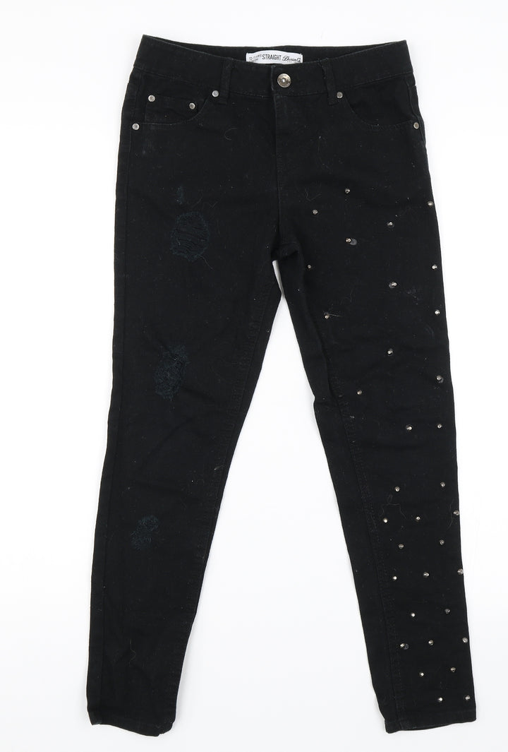 Denim & Co. Girls Black  Denim Straight Jeans Size 10-11 Years