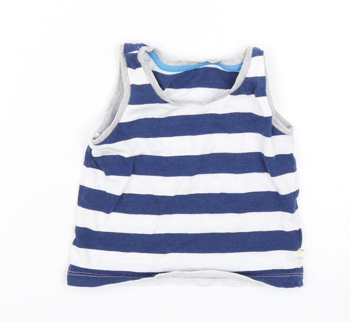 Matalan Baby Blue Striped  Basic Tank Size 9-12 Months