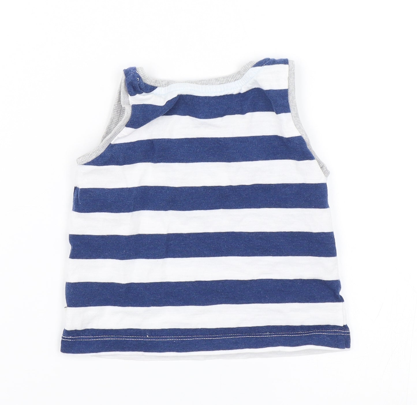 Matalan Baby Blue Striped  Basic Tank Size 9-12 Months