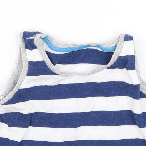 Matalan Baby Blue Striped  Basic Tank Size 9-12 Months
