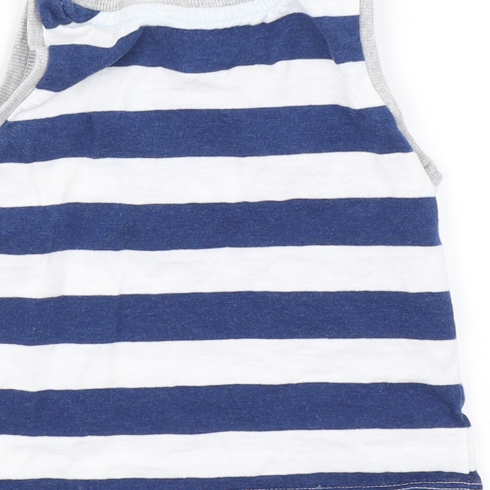 Matalan Baby Blue Striped  Basic Tank Size 9-12 Months