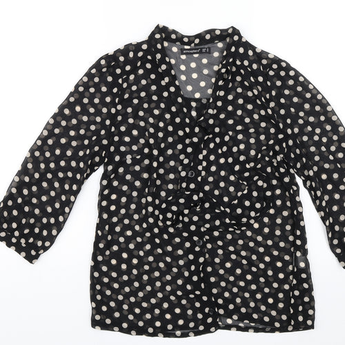 Atmosphere Womens Black Polka Dot  Basic Blouse Size 10