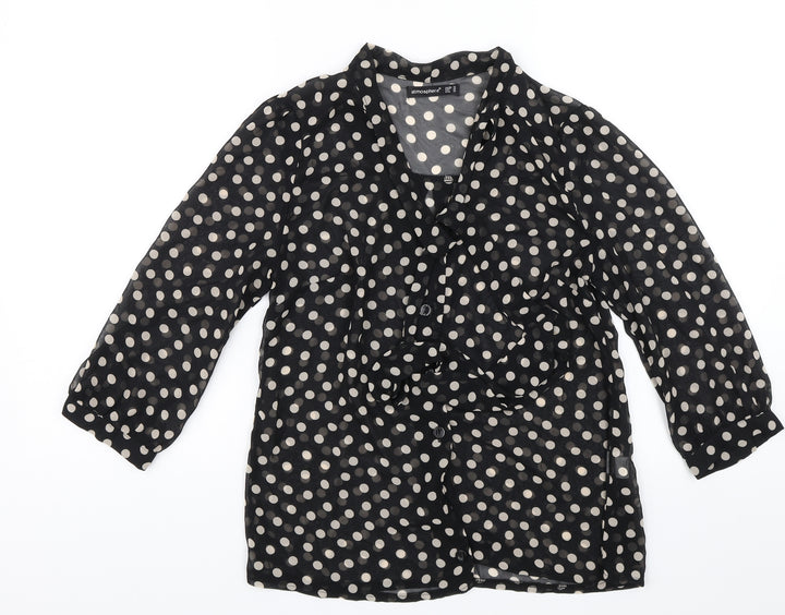 Atmosphere Womens Black Polka Dot Basic Blouse Size 10