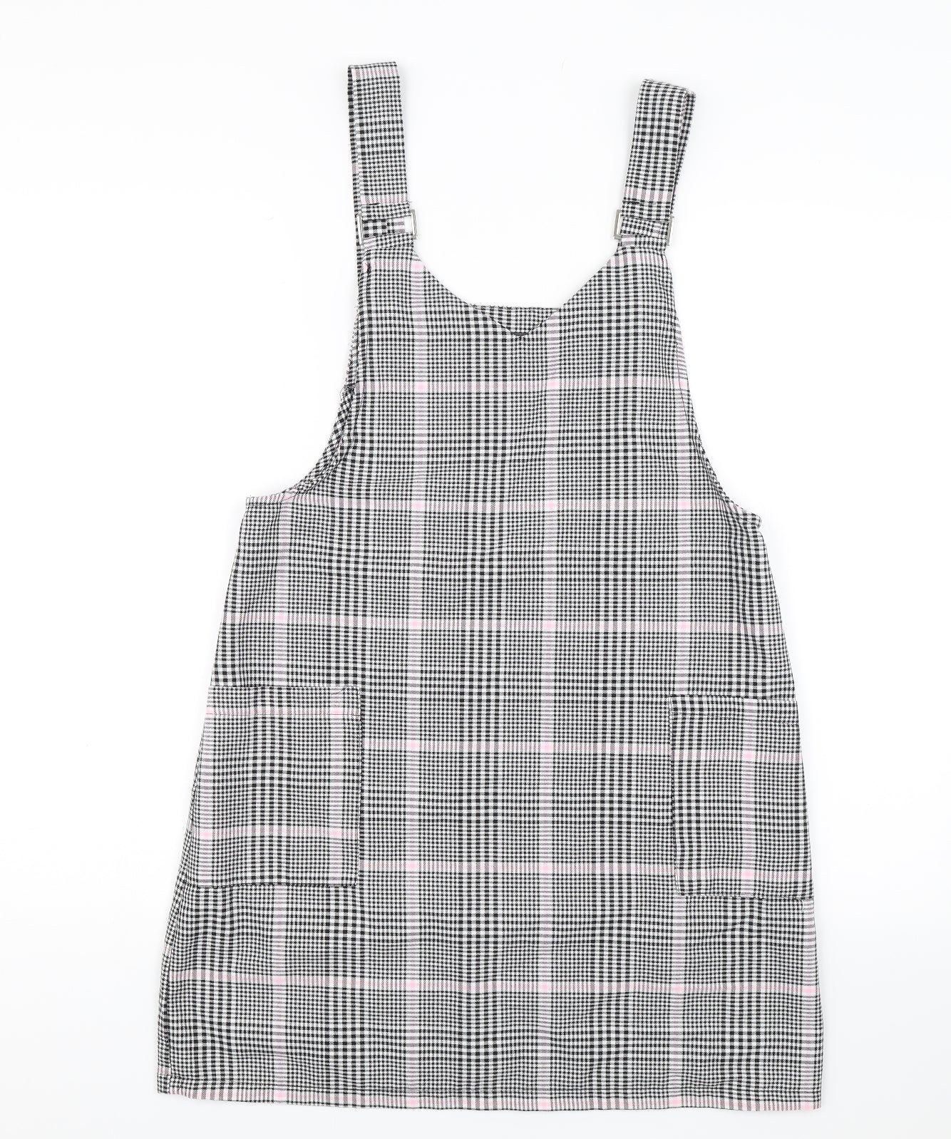 Primark Womens Black Plaid  Pinafore/Dungaree Dress  Size 12