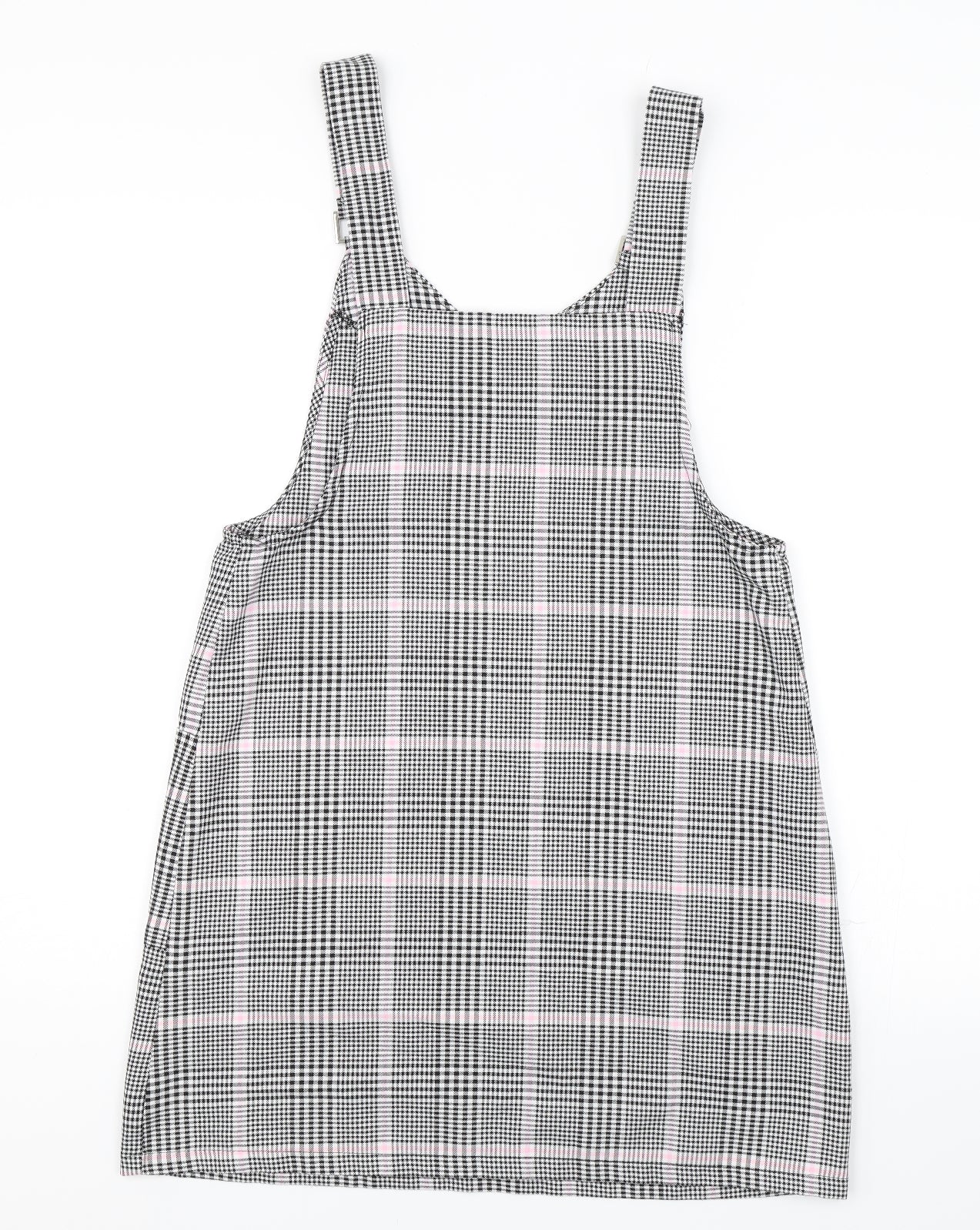 Primark Womens Black Plaid  Pinafore/Dungaree Dress  Size 12