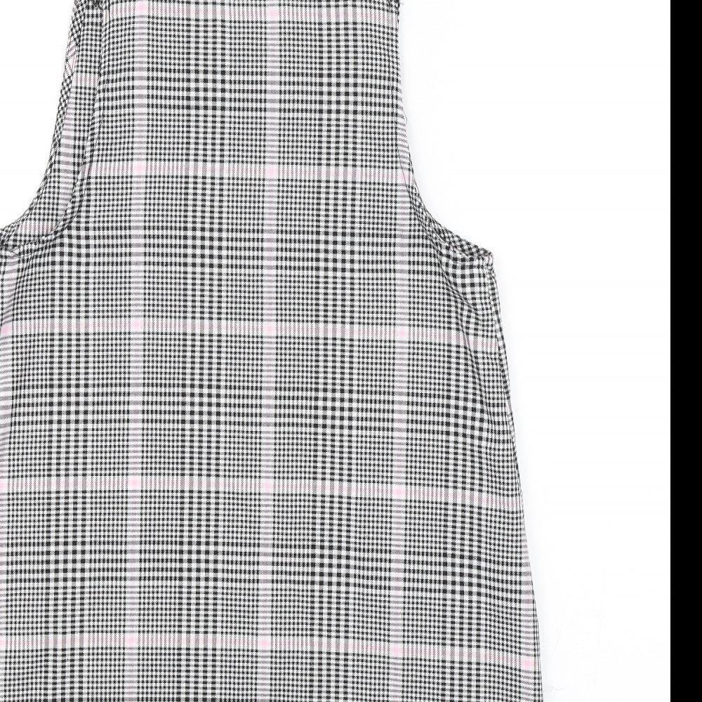 Primark Womens Black Plaid  Pinafore/Dungaree Dress  Size 12