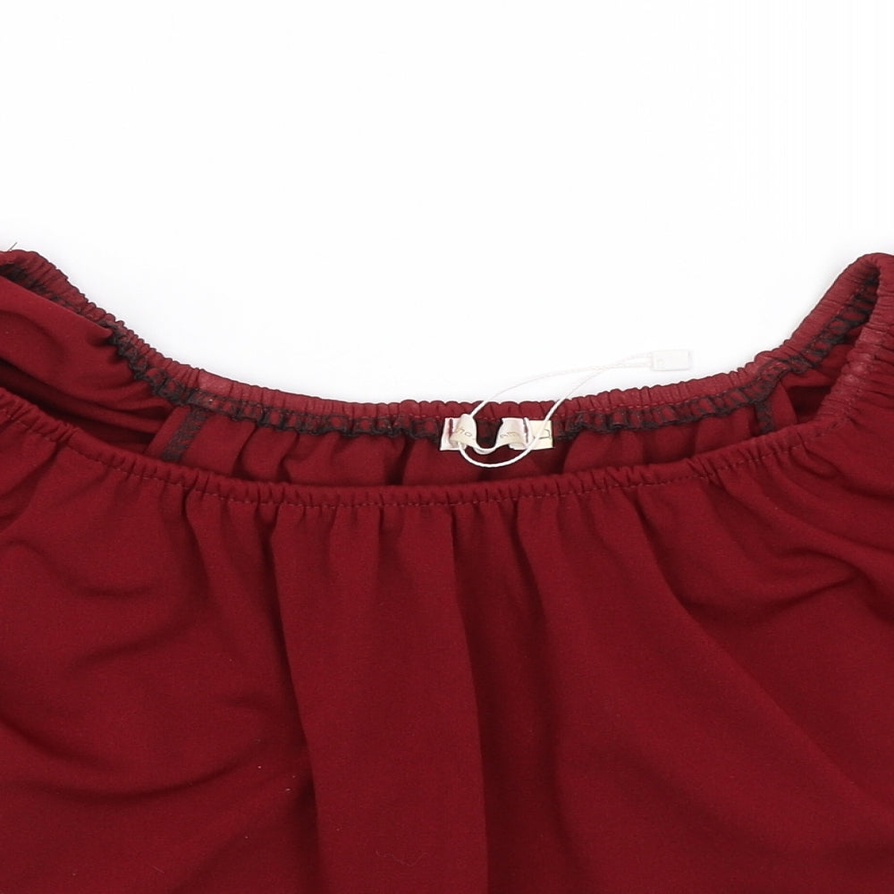 Ethan and Amy Womens Red   Cropped Blouse Size L