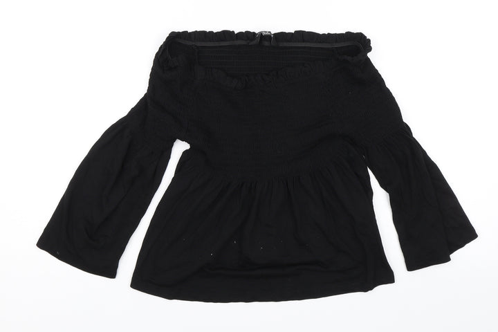 New Look Womens Black Basic Blouse Size 10