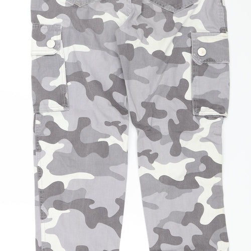 New Look Womens Grey Camouflage  Cargo Trousers Size 8 L27 in