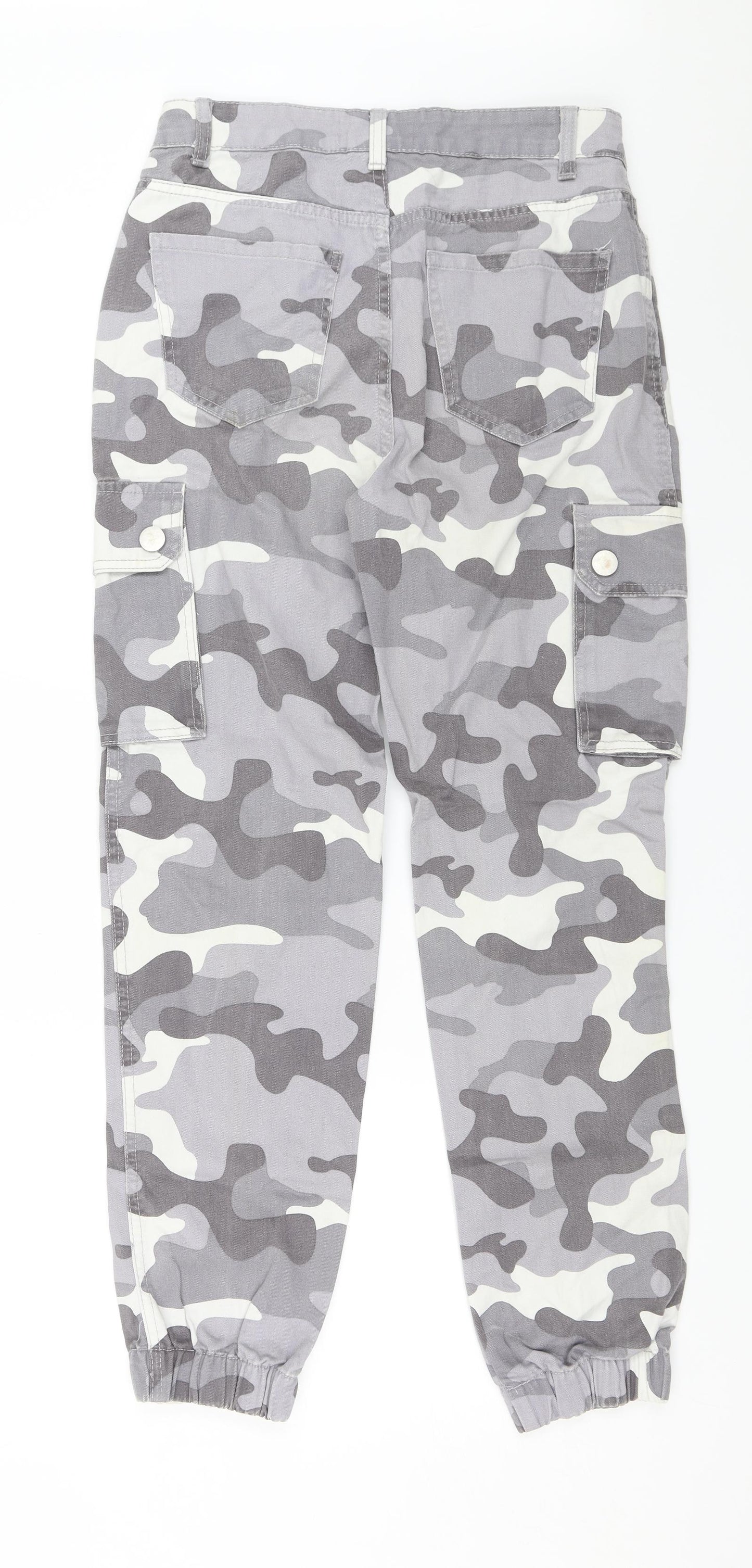 New Look Womens Grey Camouflage  Cargo Trousers Size 8 L27 in