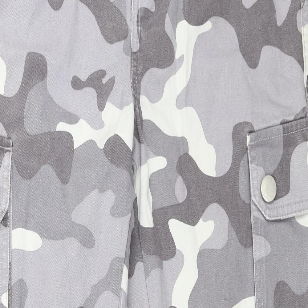 New Look Womens Grey Camouflage  Cargo Trousers Size 8 L27 in