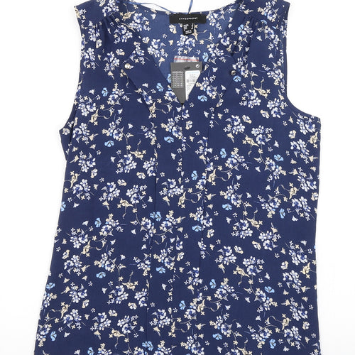 Atmosphere Womens Blue Floral  Basic Blouse Size 8
