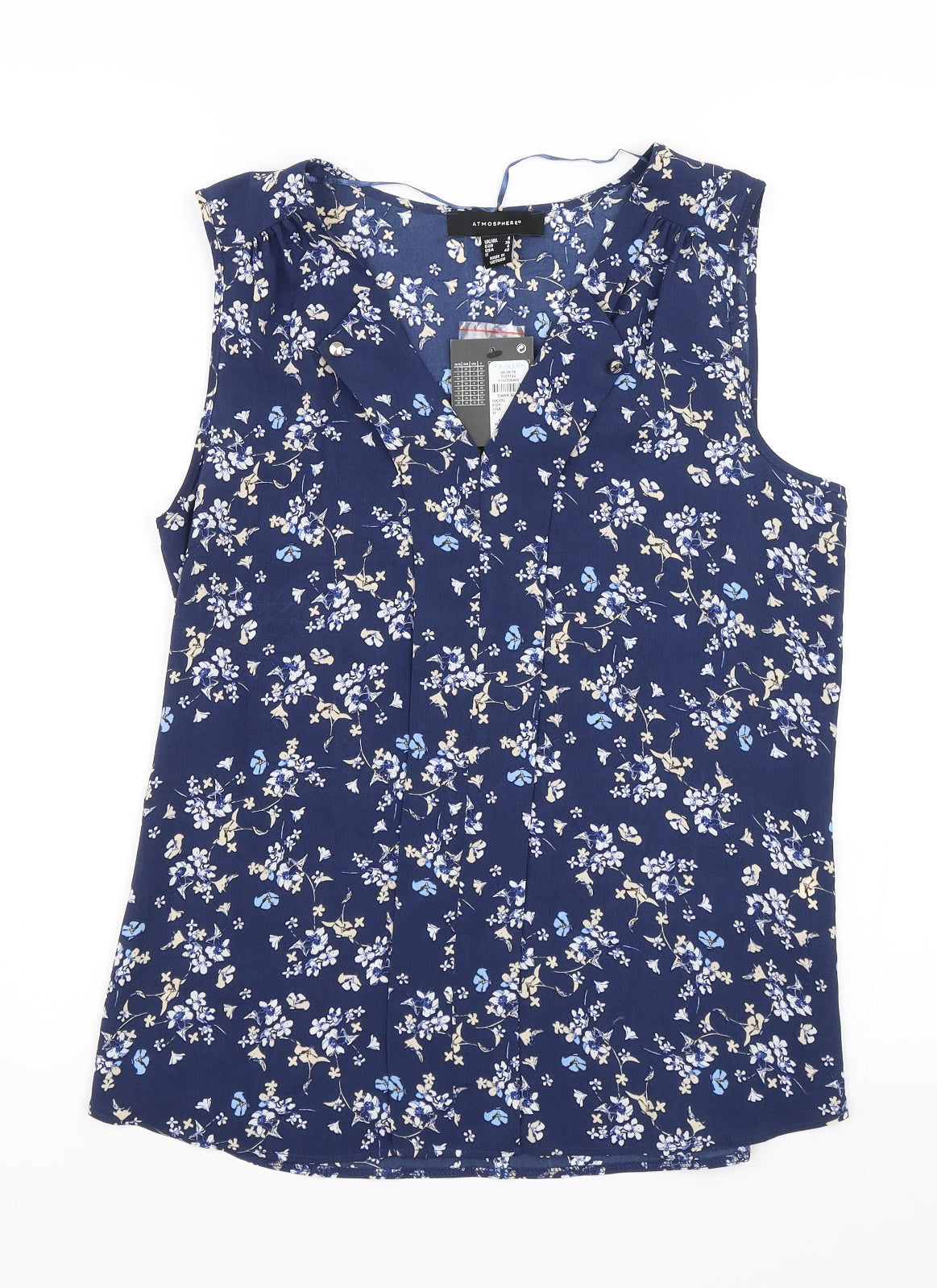 Atmosphere Womens Blue Floral  Basic Blouse Size 8