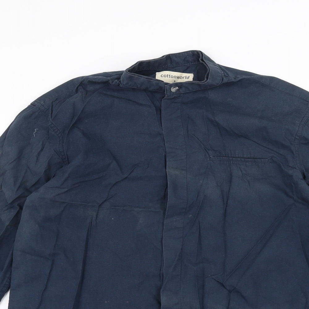 Cotton World Mens Blue    Dress Shirt Size S