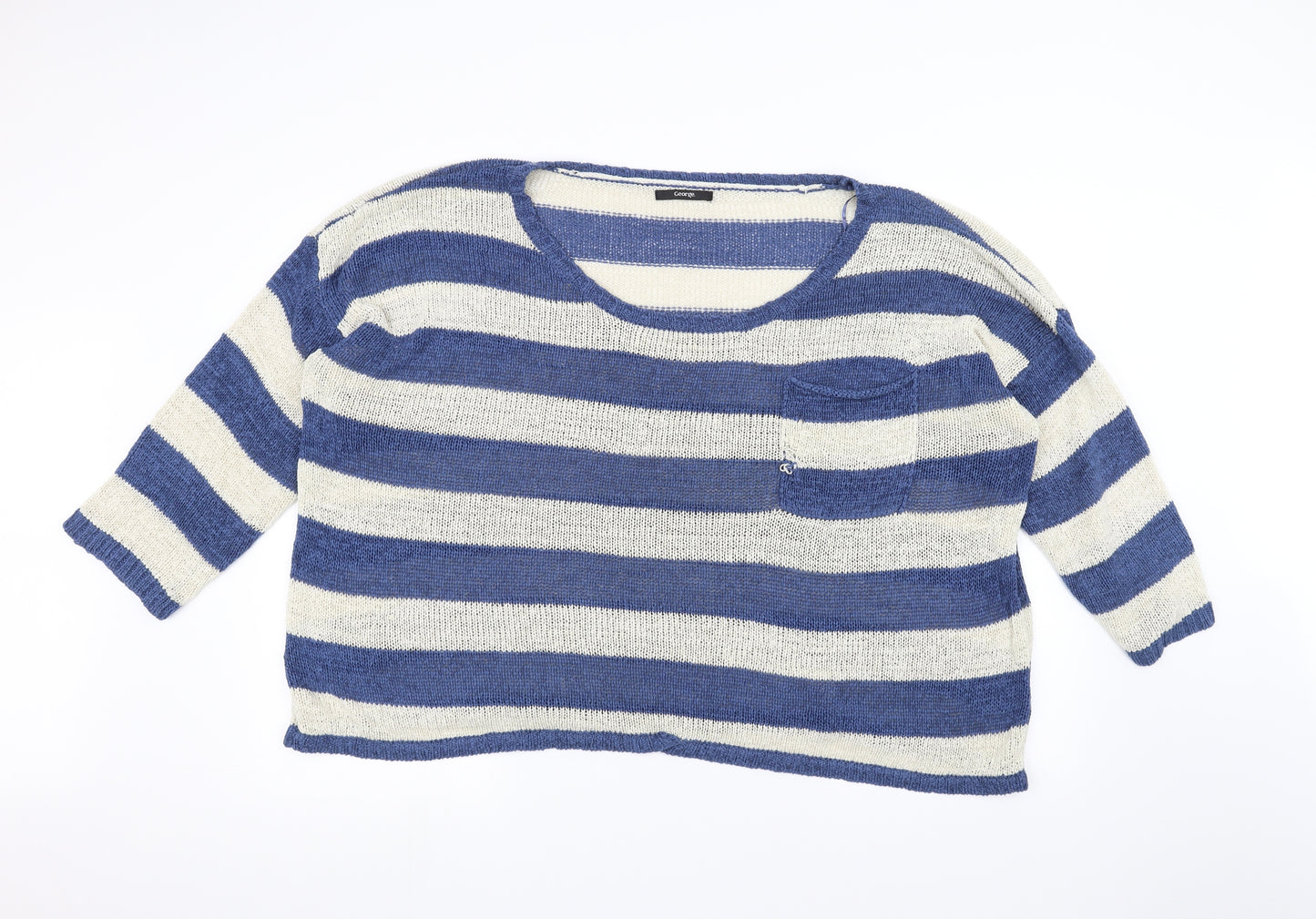 George Womens White Striped  Pullover Jumper Size 22