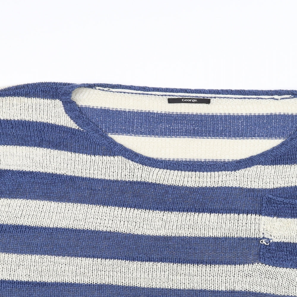 George Womens White Striped  Pullover Jumper Size 22