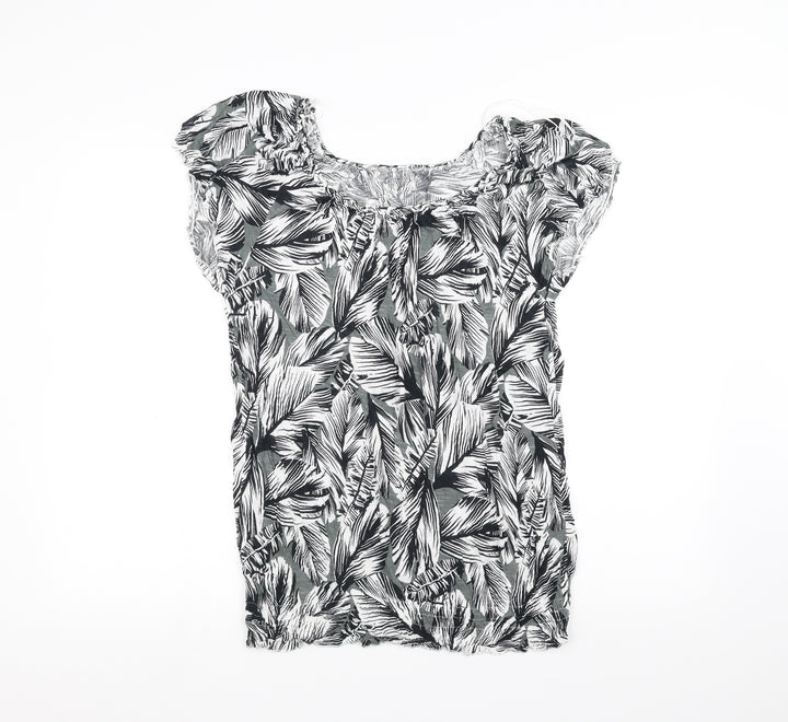 Matalan Womens White Floral  Basic T-Shirt Size 14