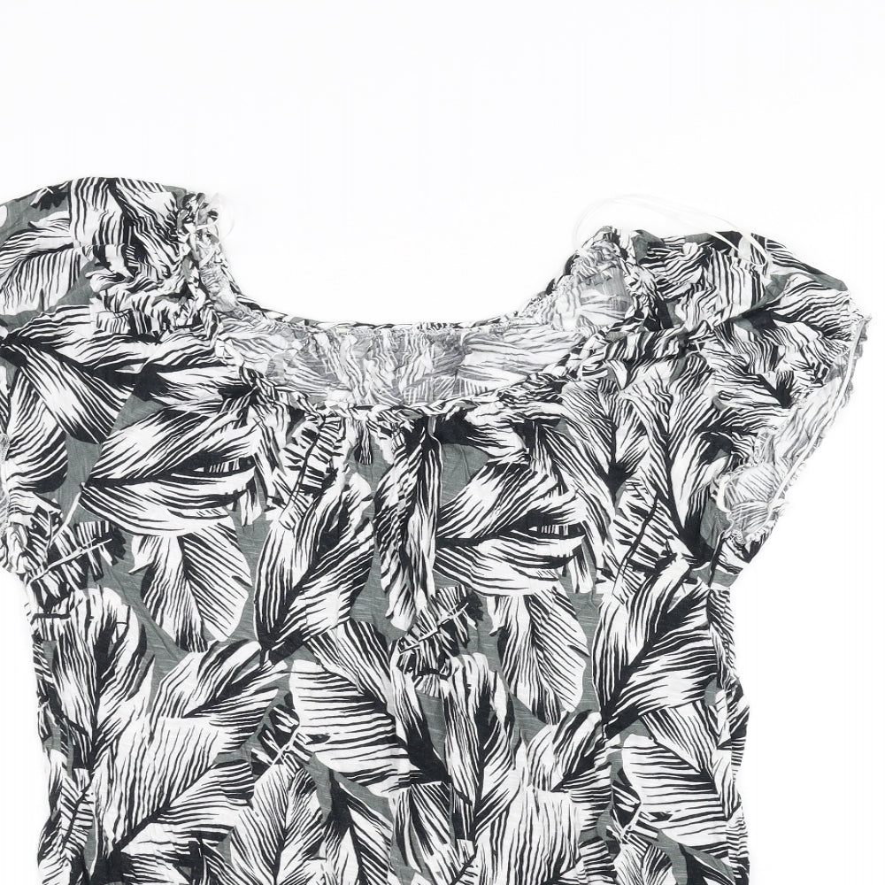 Matalan Womens White Floral  Basic T-Shirt Size 14