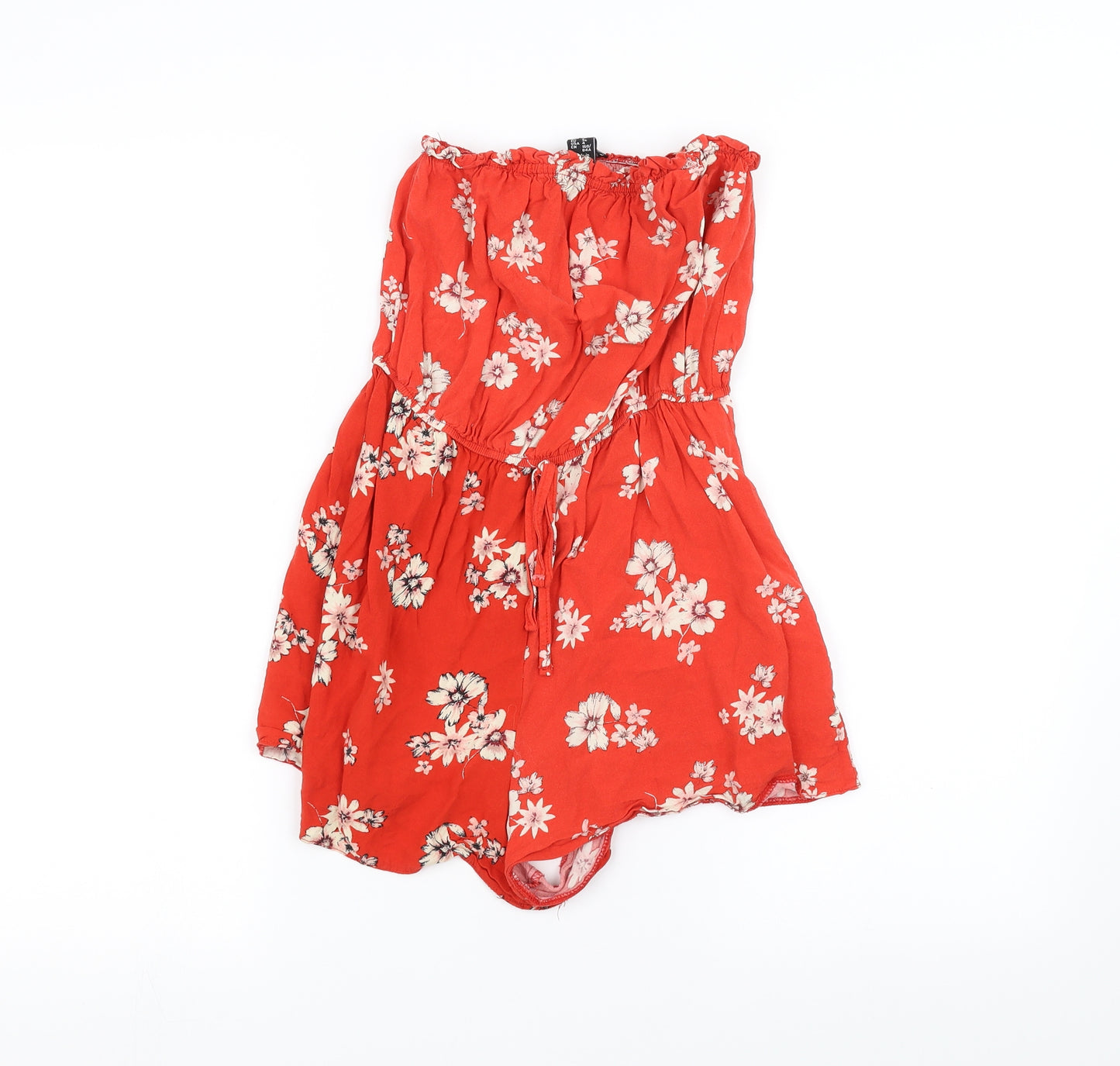 New Look Womens Red Floral  Playsuit One-Piece Size 8
