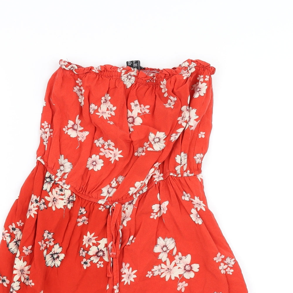 New Look Womens Red Floral  Playsuit One-Piece Size 8