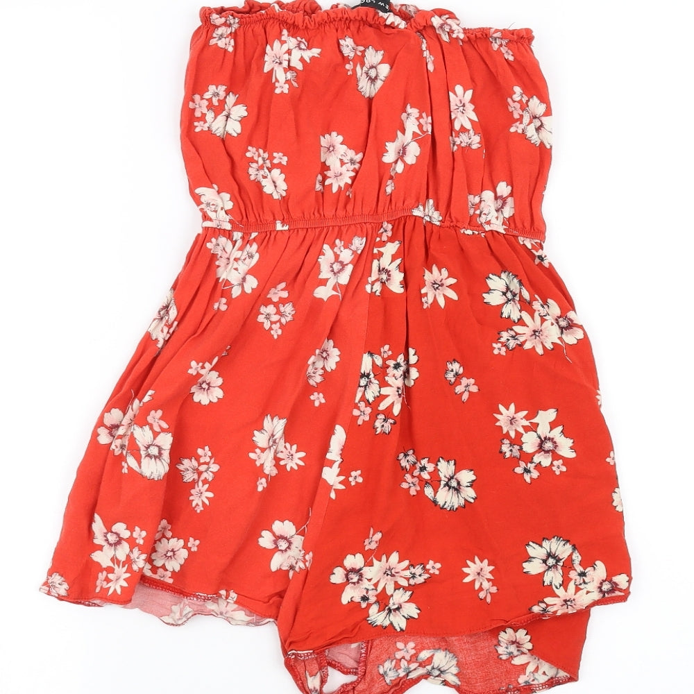 New Look Womens Red Floral  Playsuit One-Piece Size 8