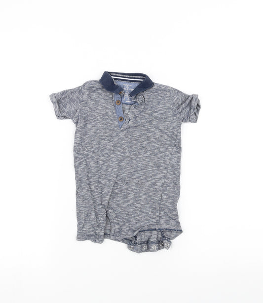 Front view of F&F Baby Blue Babygrow One-Piece, size 6-9, Months