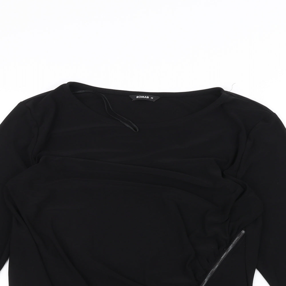 Roman Womens Black   Basic T-Shirt Size 14