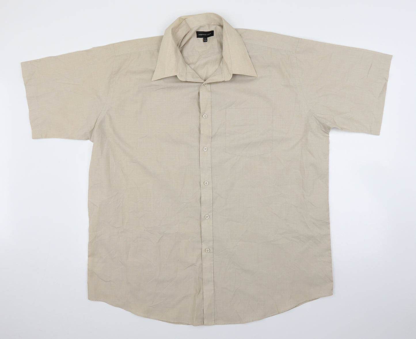 Cedar Wood State Mens Beige    Button-Up Size 17.5