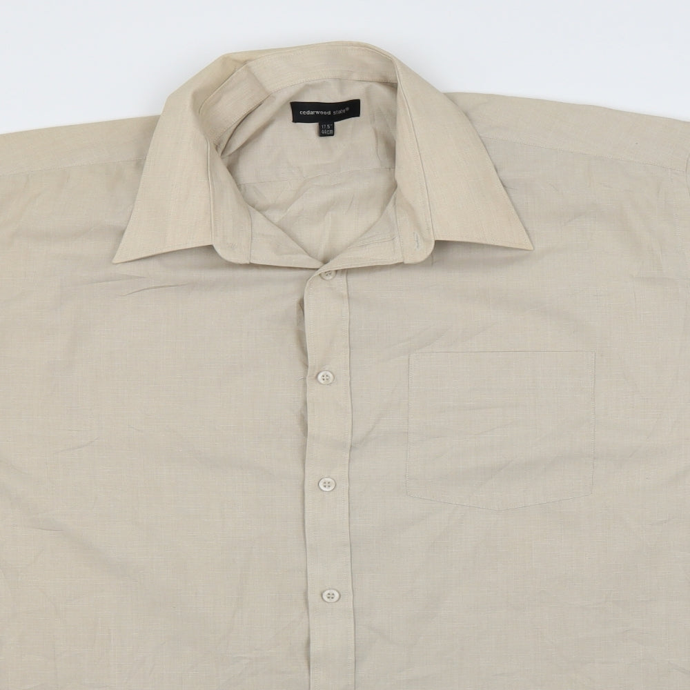 Cedar Wood State Mens Beige    Button-Up Size 17.5