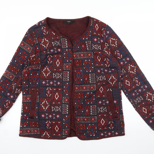 NEXT Womens Red Geometric  Jacket Coat Size 14