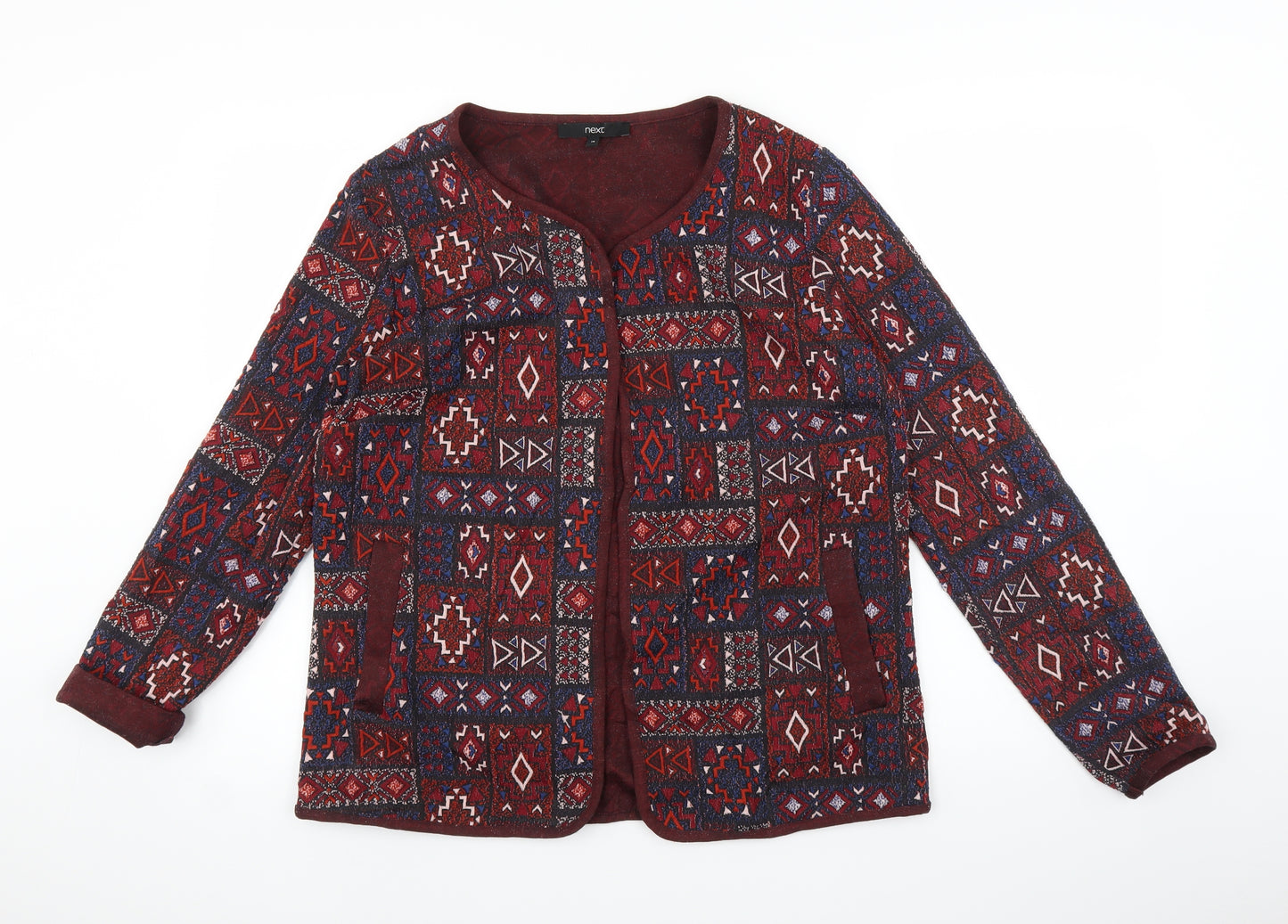 NEXT Womens Red Geometric  Jacket Coat Size 14