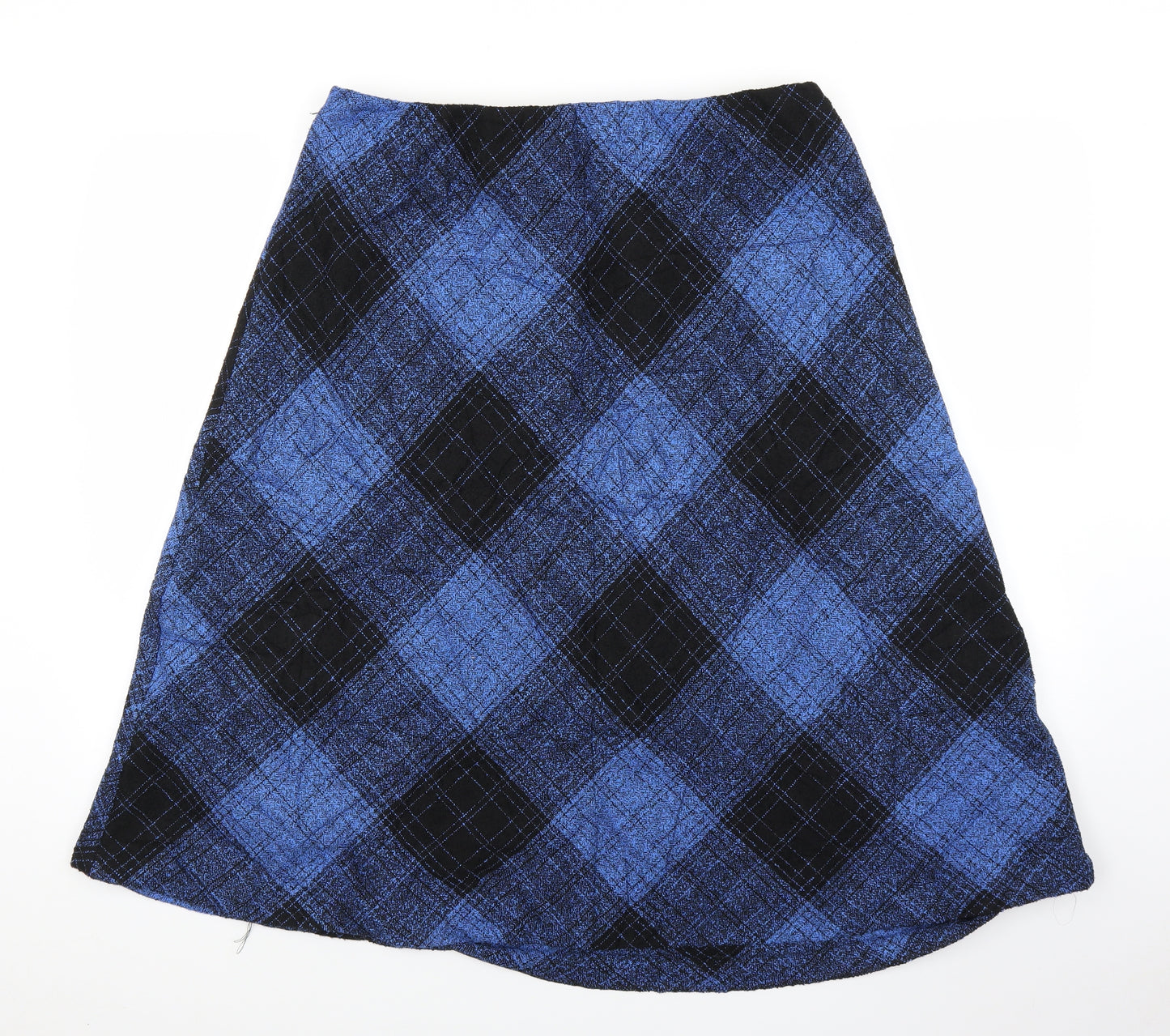 Preworn Womens Black Plaid  A-Line Skirt Size 18