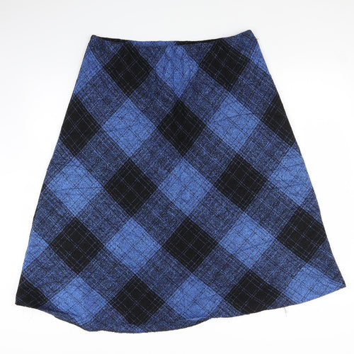 Preworn Womens Black Plaid  A-Line Skirt Size 18